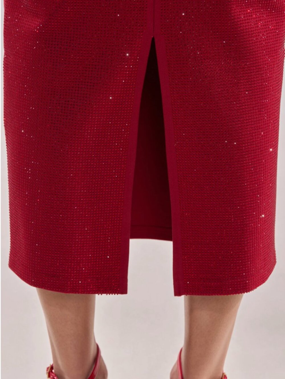 NEW STUNNING Akira Ruby Red Rhinestone Pencil Skirt - XL - Picture 11 of 17